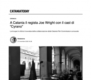 A Catania il regista Joe Wright con il cast di 'Cyrano'